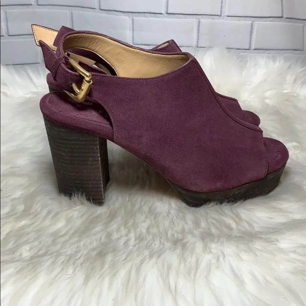 Michael Kors Suede Platform Slingback Heels‎ Sz 5.5